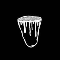 a black and white image of a dripping ice cream cone